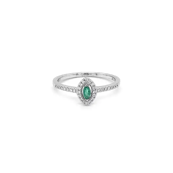 Nhẫn ngọc lục bảo với kim cương vàng trắng
