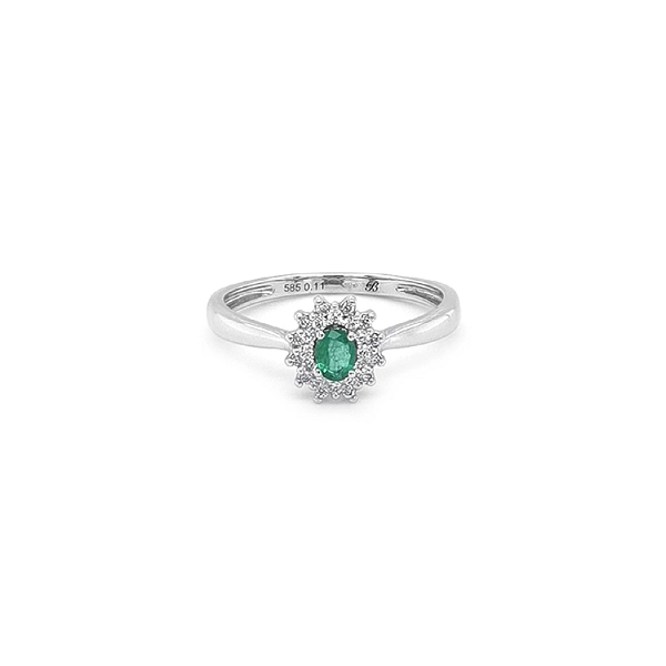 Nhẫn ngọc lục bảo với kim cương vàng trắng
