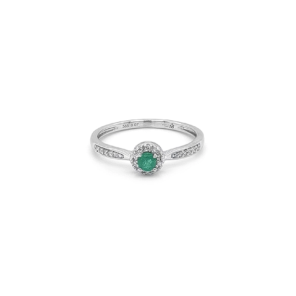 Nhẫn ngọc lục bảo với kim cương vàng trắng