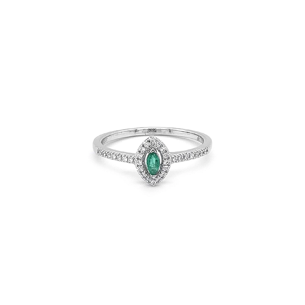 Nhẫn ngọc lục bảo với kim cương vàng trắng