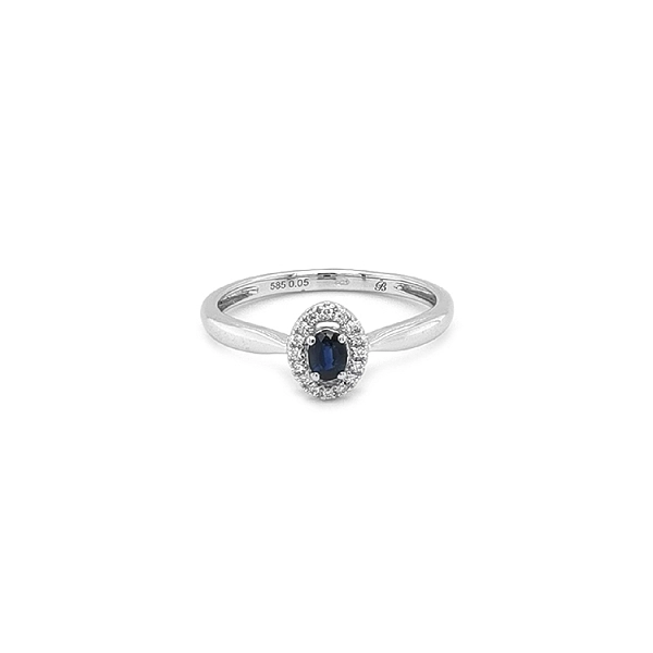 Nhẫn vàng đính sapphire và kim cương