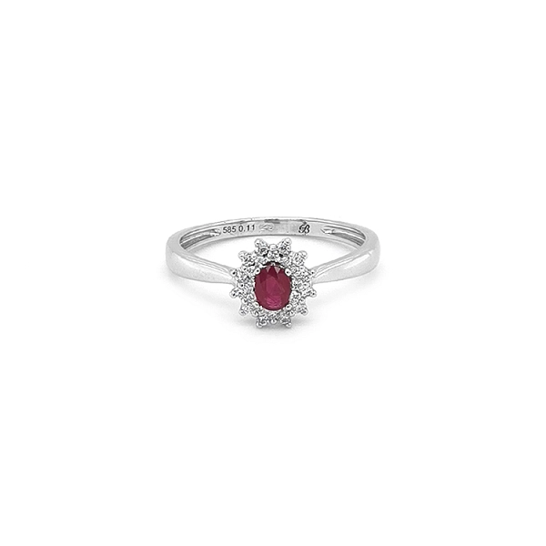 Nhẫn ruby với kim cương trắng vàng