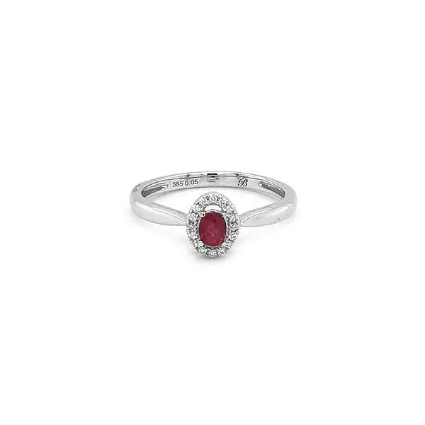 Nhẫn ruby với kim cương trắng vàng