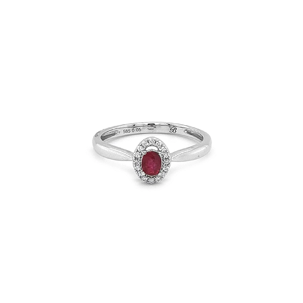 Nhẫn ruby với kim cương trắng vàng