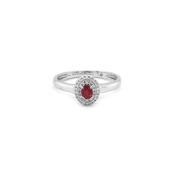 Nhẫn ruby với kim cương trắng vàng