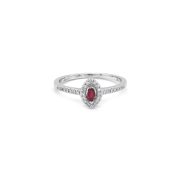 Nhẫn ruby với kim cương trắng vàng