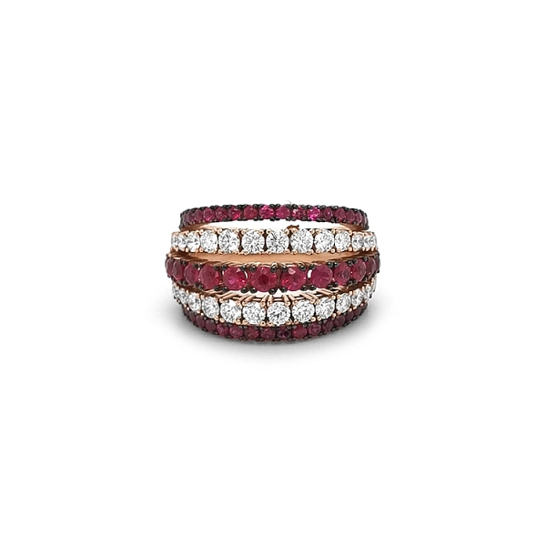 Nhẫn vàng đính ruby và kim cương