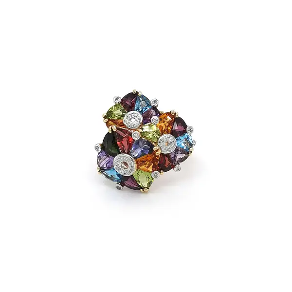 Nhẫn vàng đính kim cương và đá quý bán quý