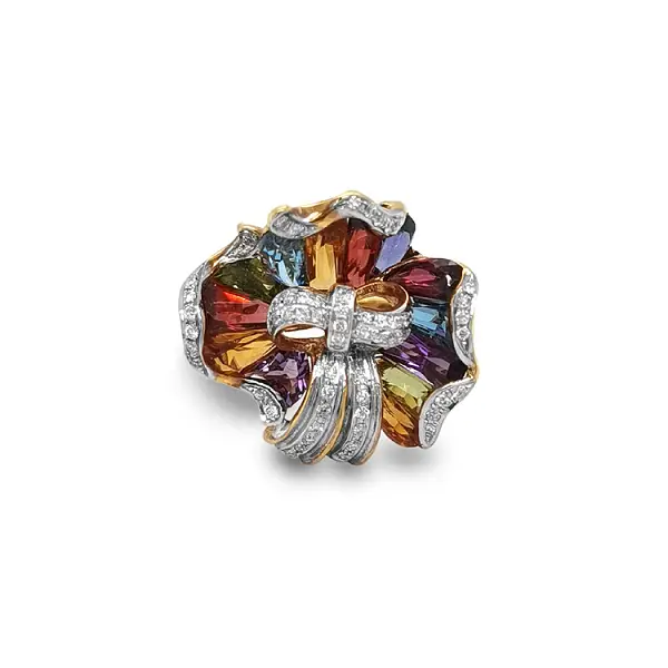 Nhẫn vàng kết hợp đá bán quý và kim cương