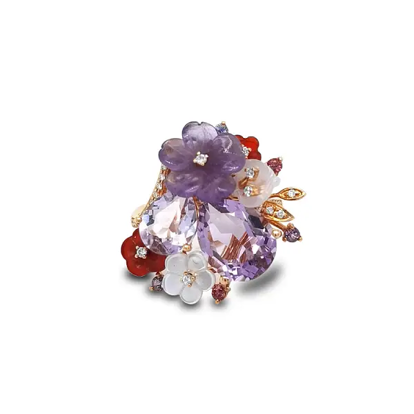 Nhẫn vàng kết hợp đá bán quý và kim cương