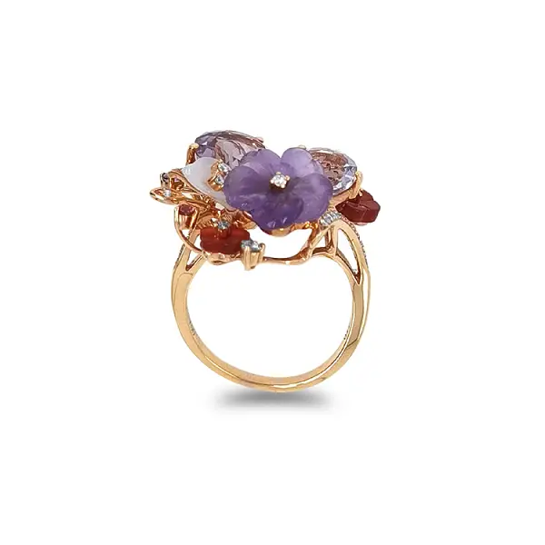 Nhẫn vàng kết hợp đá bán quý và kim cương