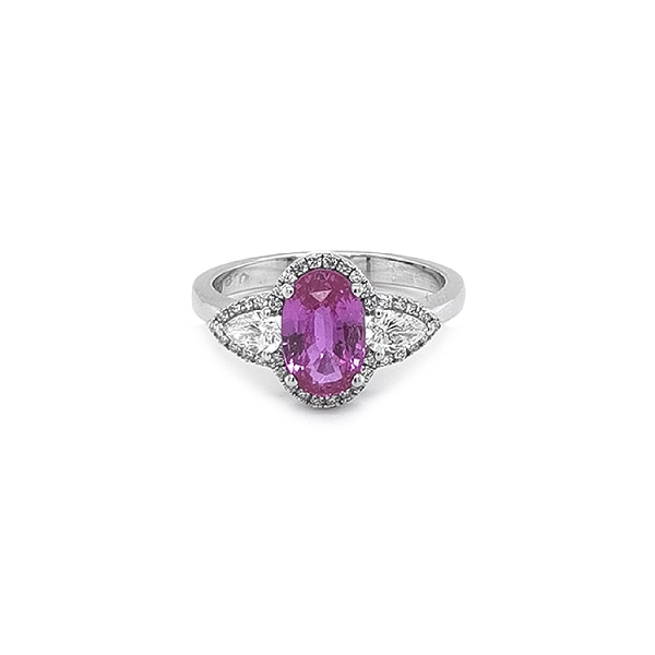 Nhẫn vàng đính đá sapphire hồng và kim cương