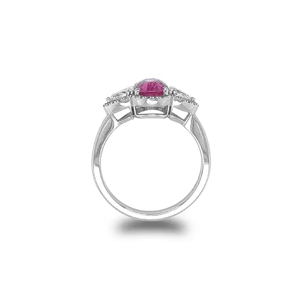 Nhẫn vàng đính đá sapphire hồng và kim cương