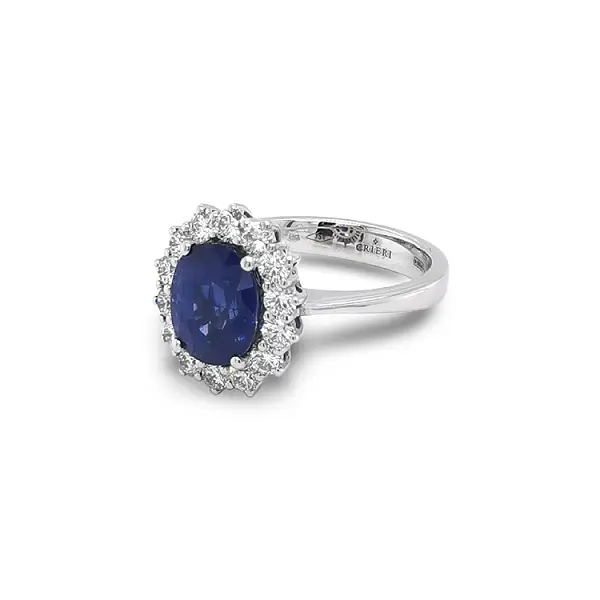 Nhẫn vàng đính sapphire và kim cương