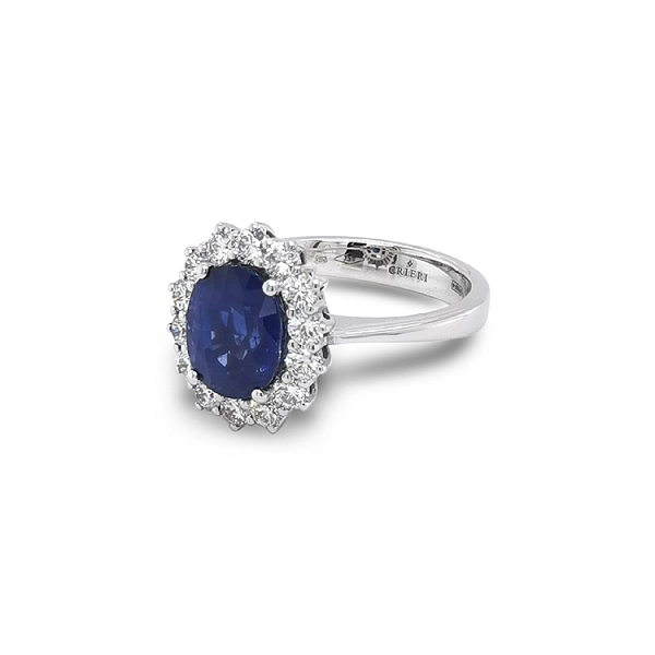Nhẫn vàng đính sapphire và kim cương