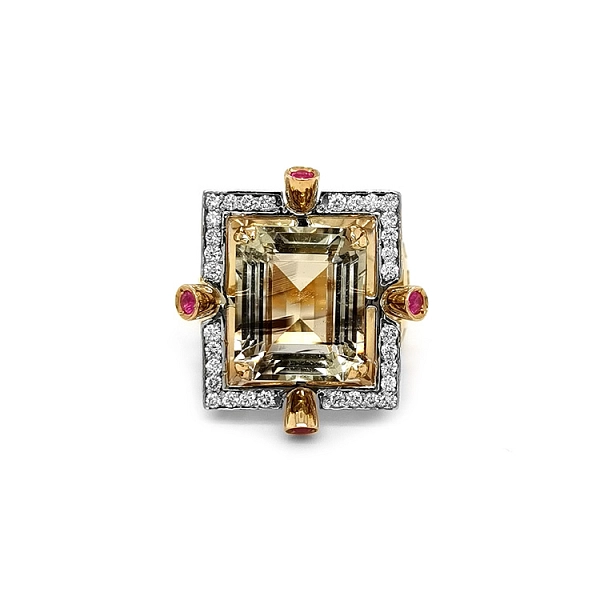 Nhẫn vàng đính topaz và kim cương