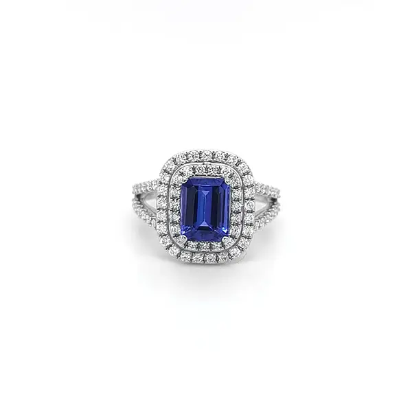 Nhẫn vàng đính Tanzanite và kim cương