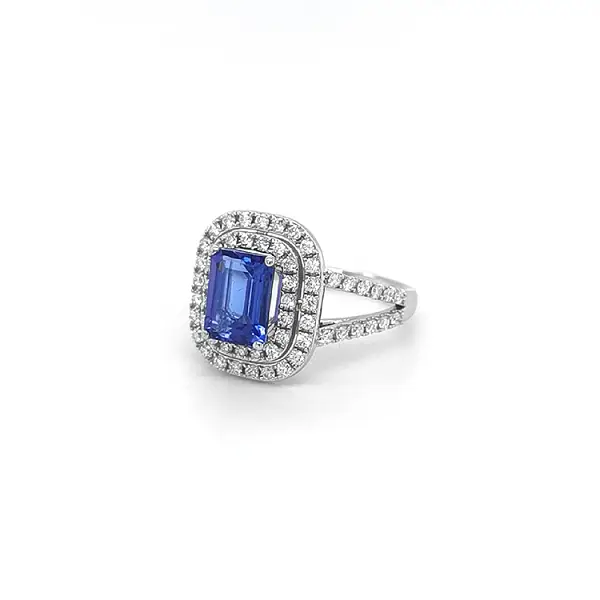 Nhẫn vàng đính Tanzanite và kim cương