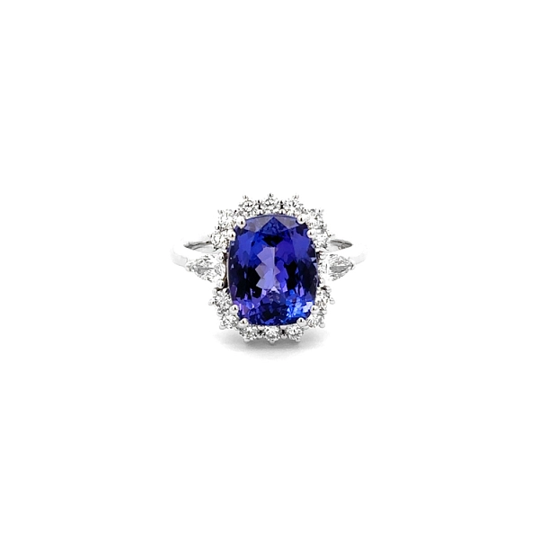 Nhẫn kim cương với đá Tanzanite