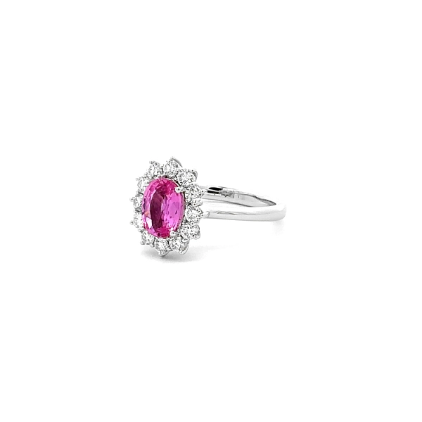 Nhẫn vàng đính ngọc hồng sapphire và kim cương