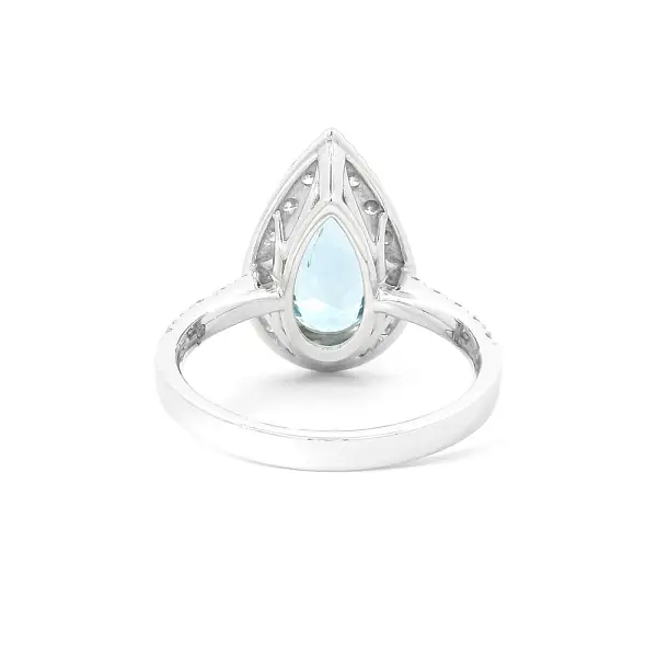 Nhẫn hình giọt nước cao cấp với đá aquamarine và kim cương