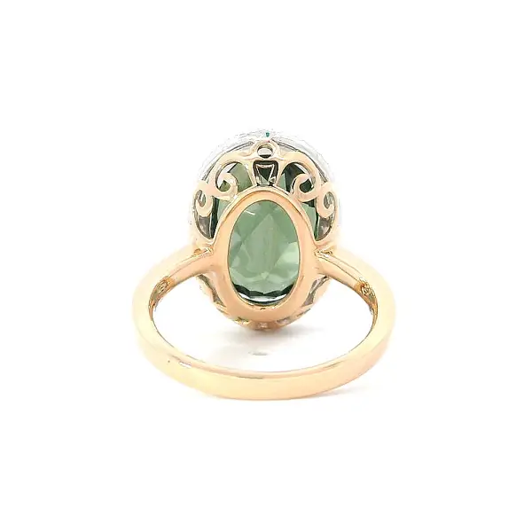Nhẫn cao cấp với đá tourmaline xanh và kim cương