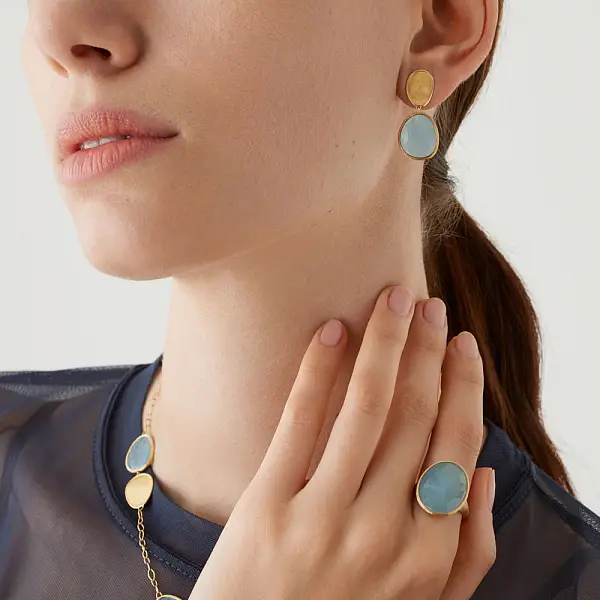 Vòng tai vàng Marco Bicego Lunaria OB1436 AQD Y