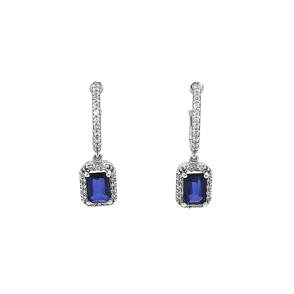 Vòng tai vàng đính sapphire và kim cương