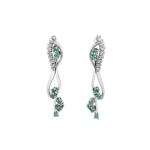 Vòng tai vàng đính ngọc lục bảo và kim cương