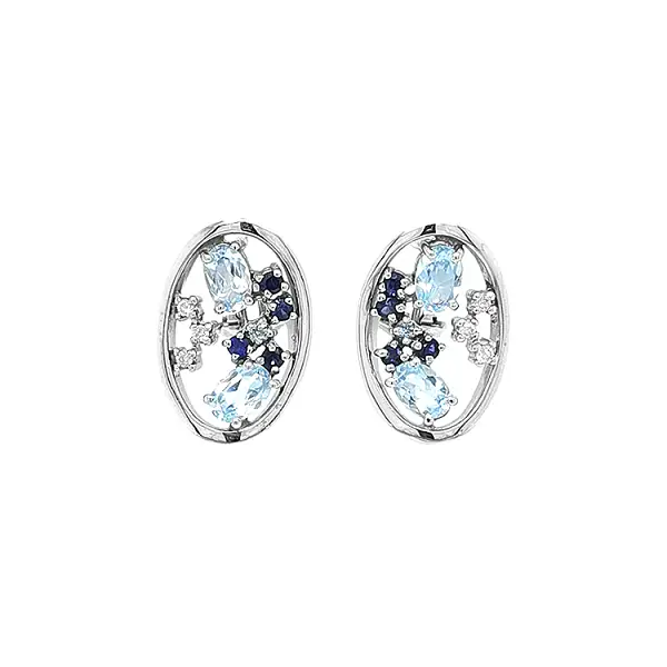 Vòng tai vàng đính ngọc lục bảo, sapphire và kim cương