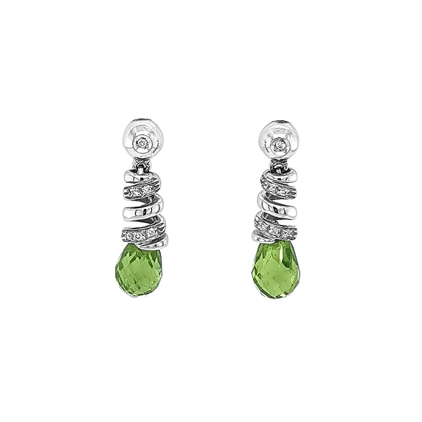 Vòng tai vàng đính đá peridot và kim cương