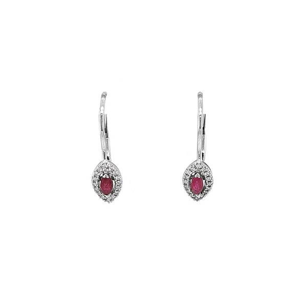 Vòng tai Ruby đính kim cương trắng vàng