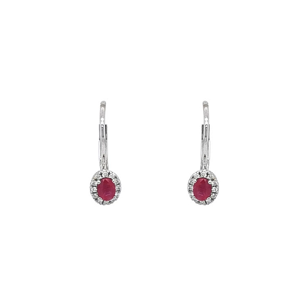 Vòng tai Ruby đính kim cương trắng vàng