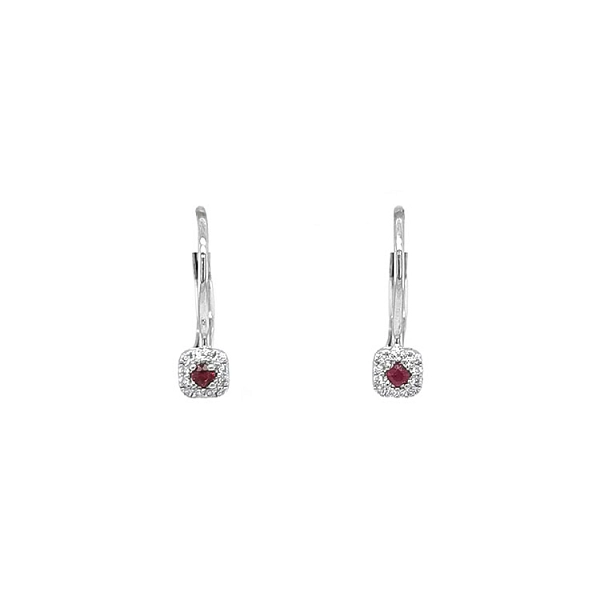 Vòng tai Ruby đính kim cương trắng vàng