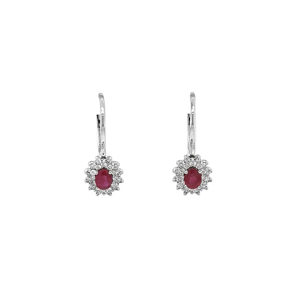 Vòng tai Ruby đính kim cương trắng vàng