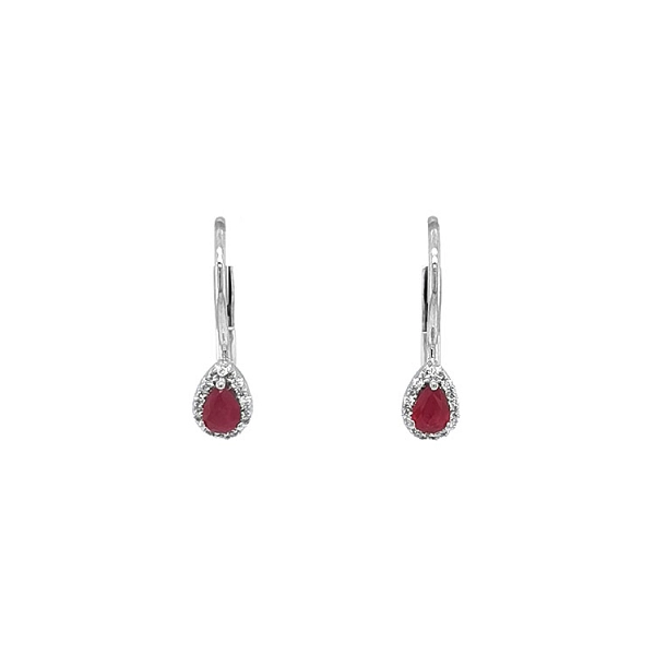 Vòng tai Ruby đính kim cương trắng vàng