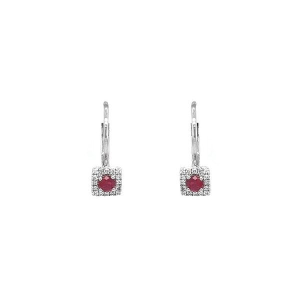 Vòng tai Ruby đính kim cương trắng vàng