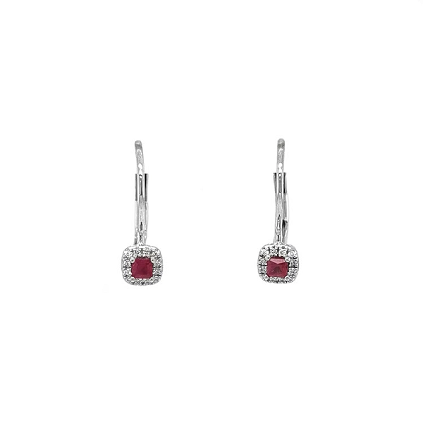 Vòng tai Ruby đính kim cương trắng vàng