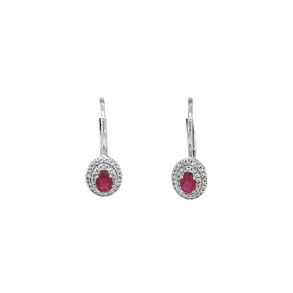 Vòng tai Ruby đính kim cương trắng vàng