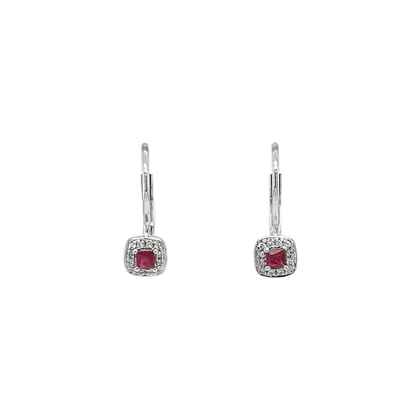 Vòng tai Ruby đính kim cương trắng vàng