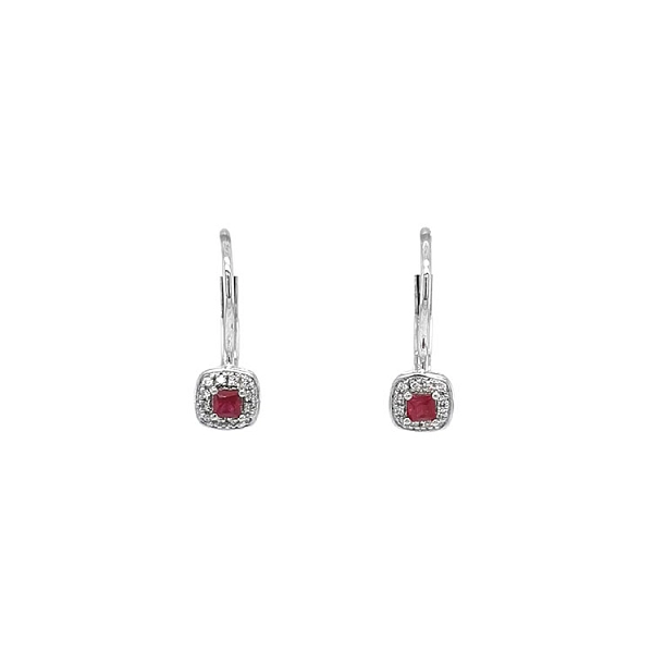 Vòng tai Ruby đính kim cương trắng vàng