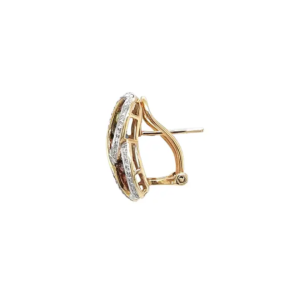 Vòng tai vàng với đá bán quý và kim cương