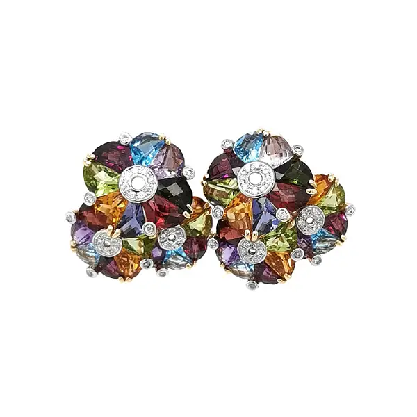 Vòng tai vàng kết hợp đá bán quý và kim cương