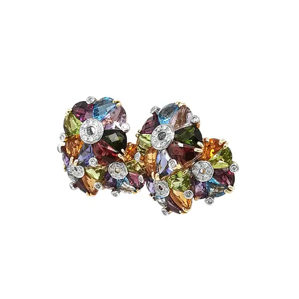 Vòng tai vàng kết hợp đá bán quý và kim cương