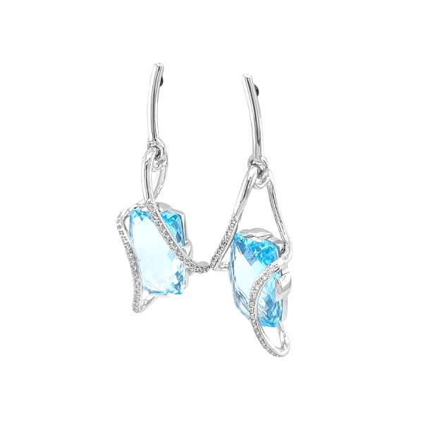 Vòng tai vàng đính topaz và kim cương