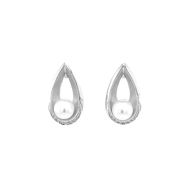 Vòng tai vàng với ngọc trai tự nhiên và kim cương