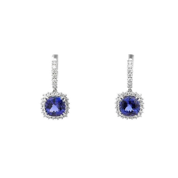 Vòng tai kim cương với đá Tanzanite