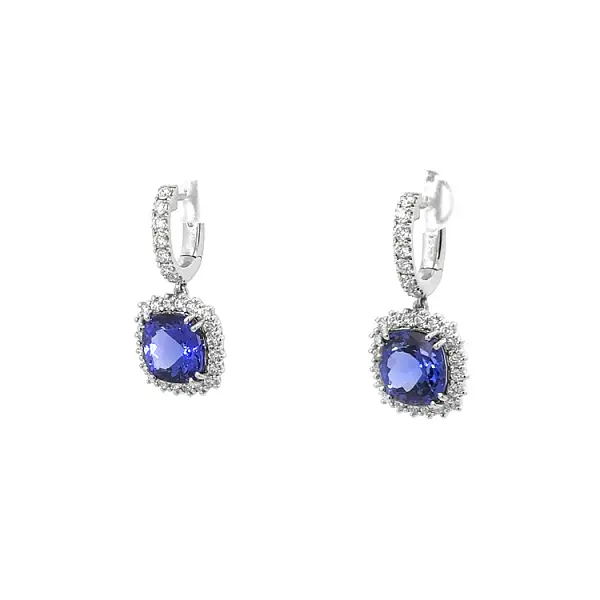 Vòng tai kim cương với đá Tanzanite