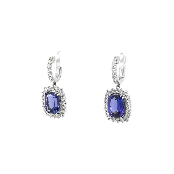 Vòng tai kim cương với đá Tanzanite