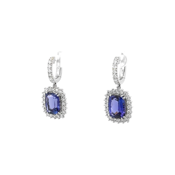 Vòng tai kim cương với đá Tanzanite